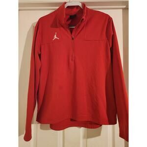 Jordan Quarter Zip Pullover Jacket Long Sleeve Red M